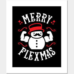 Merry Flexmas (Funny Christmas Gym Pun) Posters and Art